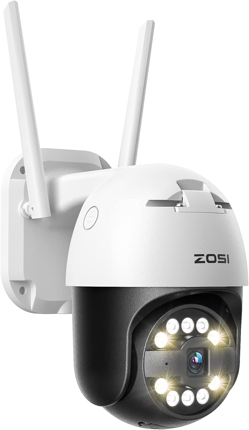 ZOSI 5MP Outdoor WiFi PTZ Beveiligingscamera, IP Dome-Camera met AI-Persoon/Voertuigdetectie, 30M Nachtzicht, 2-Weg Audio, Automatische Tracking